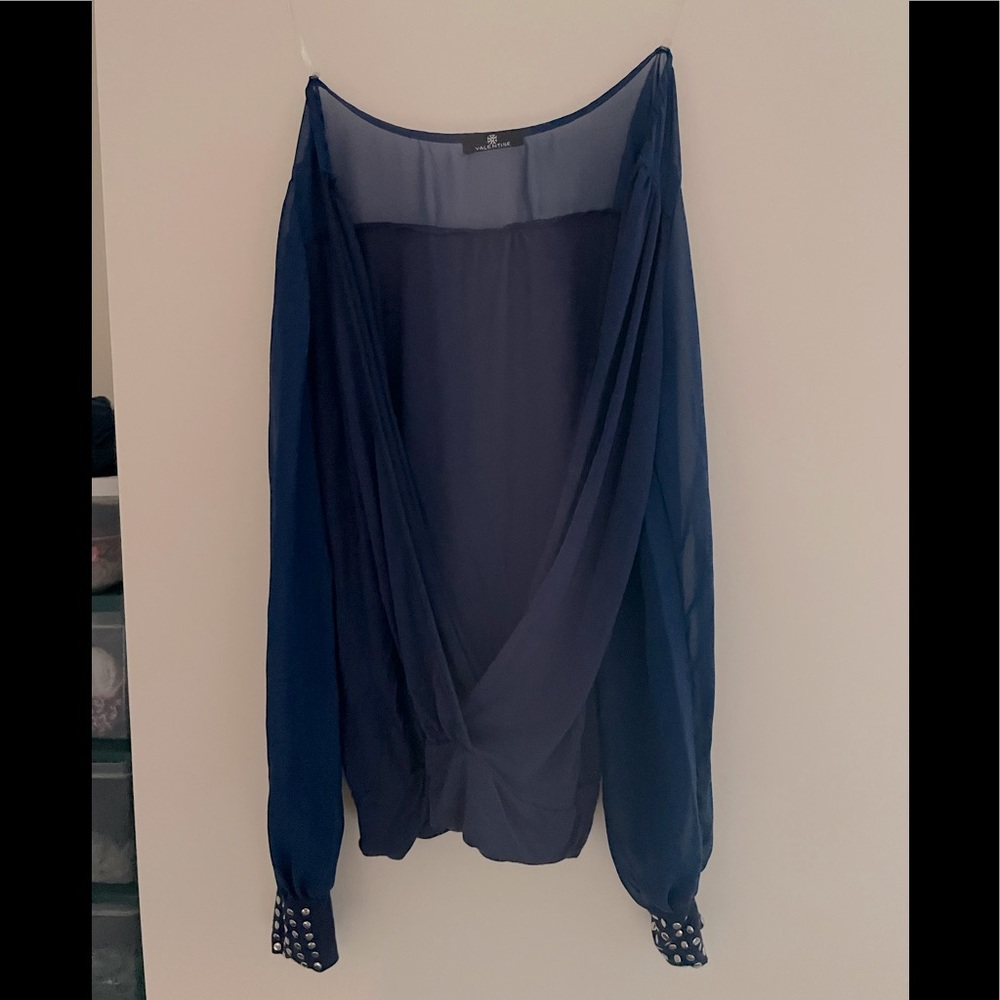 Valentine long sleeve draped blouse